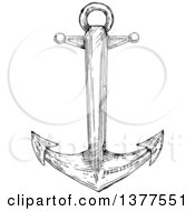 Poster, Art Print Of Black And White Sketched Anchor