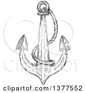 Poster, Art Print Of Black And White Sketched Anchor