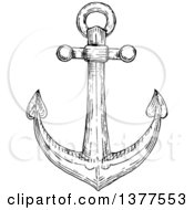 Poster, Art Print Of Black And White Sketched Anchor