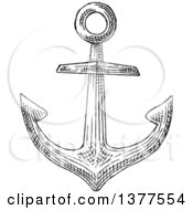 Poster, Art Print Of Black And White Sketched Anchor