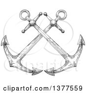 Poster, Art Print Of Black And White Sketched Crossed Anchors