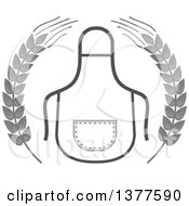 Clipart Of A Grayscale Bib Or Apron In A Wheat Wreath Royalty Free Vector Illustration by Vector Tradition SM