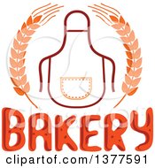 Poster, Art Print Of Bib Or Apron In A Wheat Wreath Over Bakery Text