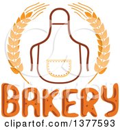 Clipart Of A Bib Or Apron In A Wheat Wreath Over Bakery Text Royalty Free Vector Illustration by Vector Tradition SM