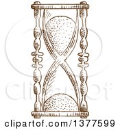 Clipart Of A Brown Sketched Hourglass Royalty Free Vector Illustration