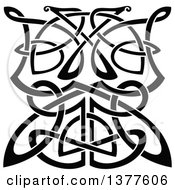 Clipart Of A Black And White Celtic Knot Butterfly Royalty Free Vector Illustration
