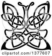 Clipart Of A Black And White Celtic Knot Butterfly Royalty Free Vector Illustration