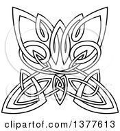 Clipart Of A Black And White Lineart Celtic Knot Butterfly Royalty Free Vector Illustration