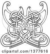 Clipart Of A Black And White Lineart Celtic Knot Butterfly Royalty Free Vector Illustration by Vector Tradition SM