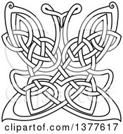 Clipart Of A Black And White Lineart Celtic Knot Butterfly Royalty Free Vector Illustration by Vector Tradition SM
