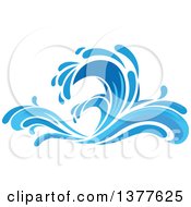 Poster, Art Print Of Blue Splash Or Surf Wave