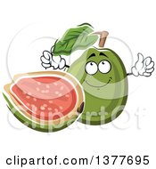 Clipart Of A Whole And Halved Guava Fruit Character Royalty Free Vector Illustration by Vector Tradition SM
