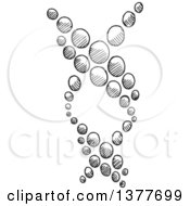 Clipart Of A Black And White Sketched Dna Strand Royalty Free Vector Illustration