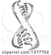 Clipart Of A Black And White Sketched Dna Strand Royalty Free Vector Illustration