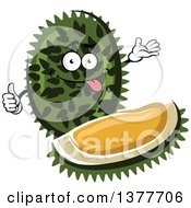 Clipart Of A Durian Fruit Character And Wedge Royalty Free Vector Illustration by Vector Tradition SM