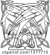 Poster, Art Print Of Black And White Lineart Celtic Knot Cranes Or Heron