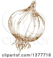Clipart Of A Brown Sketched Onion Royalty Free Vector Illustration