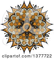Clipart Of A Navy Blue Orange And Pastel Yellow Kaleidoscope Flower Royalty Free Vector Illustration
