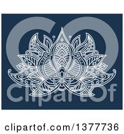Clipart Of A White Henna Lotus Flower On Blue Royalty Free Vector Illustration by Vector Tradition SM