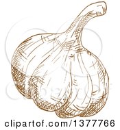Clipart Of A Brown Sketched Garlic Bulb Royalty Free Vector Illustration