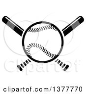 Clipart Of A Black And White Baseball And Crossed Bats Royalty Free Vector Illustration