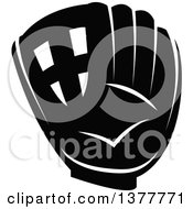 Clipart Of A Black And White Baseball Glove Royalty Free Vector Illustration