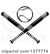 Poster, Art Print Of Black And White Baseball And Crossed Bats