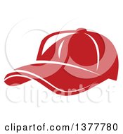 Clipart Of A White Outlined Red Baseball Cap Royalty Free Vector Illustration