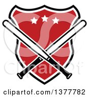 Clipart Of A Black And White Crossed Bats Ove Ra Red Shield With Stars Royalty Free Vector Illustration