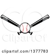 Clipart Of A Baseball And Black And White Crossed Bats Royalty Free Vector Illustration