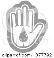 Clipart Of A Grayscale Hand With A Blood Drop Royalty Free Vector Illustration