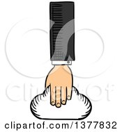 Clipart Of A Sketched White Business Mans Hand Holding A Cloud Royalty Free Vector Illustration