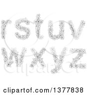 Poster, Art Print Of Black And White Lineart Floral Lowercase Alphabet Letters R S T U V W X Y Z