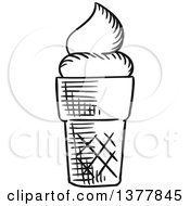 Poster, Art Print Of Black And White Sketched Ice Cream Cone