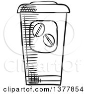 Poster, Art Print Of Black And White Sketched Take Out Coffee Cup