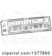 Clipart Of A Black And White Sketched Music Keyboard Royalty Free Vector Illustration