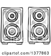 Poster, Art Print Of Black And White Sketched Music Speakers