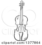 Poster, Art Print Of Black And White Sketched Violin