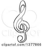 Clipart Of A Black And White Sketched Clef Note Royalty Free Vector Illustration