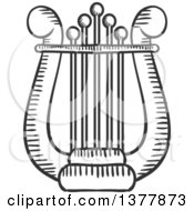 Poster, Art Print Of Black And White Sketched Lyre