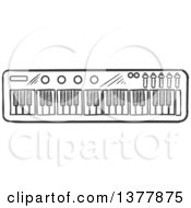 Poster, Art Print Of Black And White Sketched Music Keyboard