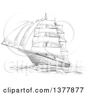 Poster, Art Print Of Sketched Gray Ship