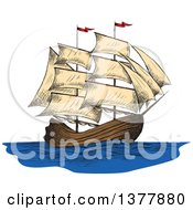Clipart Of A Sketched Ship Royalty Free Vector Illustration