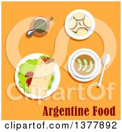 Poster, Art Print Of Argentine Food With Text Over Yellow