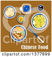 Chinese Food With Text Over Brown
