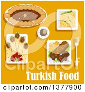 Turkish Food With Text Over Yellow