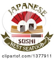 Clipart Of A Japanese Sushi Design With Text Royalty Free Vector Illustration