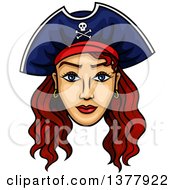 Poster, Art Print Of Brunette White Female Pirate Captain
