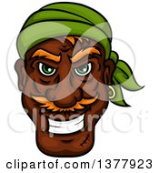 Poster, Art Print Of Black Male Pirate Wearing A Green Bandanana