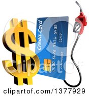 Clipart Of A Blue Gas Pump Credit Card With A 3d Golden Dollar Currency Symbol Royalty Free Vector Illustration by Vector Tradition SM